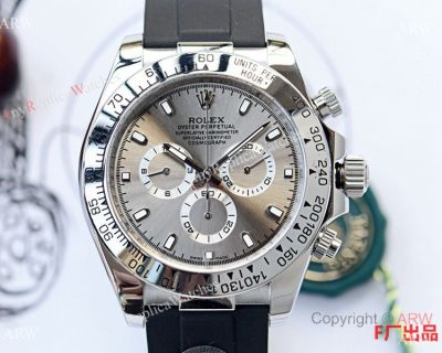 Replica Rolex Daytona Rubber Band Gray Dial Watch 43mm
